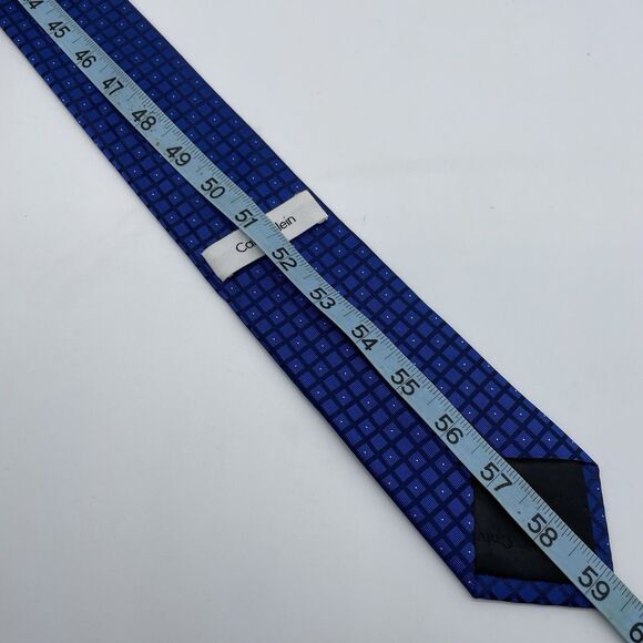 Calvin Klein Silk Blend Neckties Lot of 3 Blue Denim Window Pane Casual Elegant - Picture 11 of 16